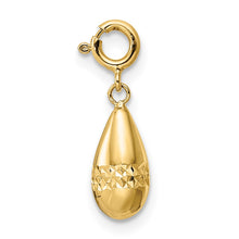 Load image into Gallery viewer, 14K Polished Diamond-cut Teardrop w/ Spring Ring Clasp Charm
