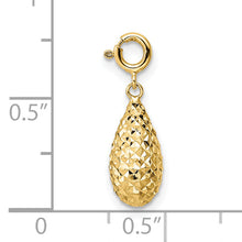 Load image into Gallery viewer, 14K Diamond-cut Teardrop w/ Spring Ring Clasp Charm
