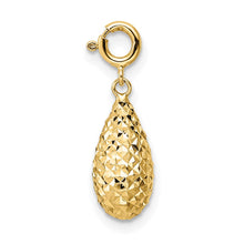 Load image into Gallery viewer, 14K Diamond-cut Teardrop w/ Spring Ring Clasp Charm
