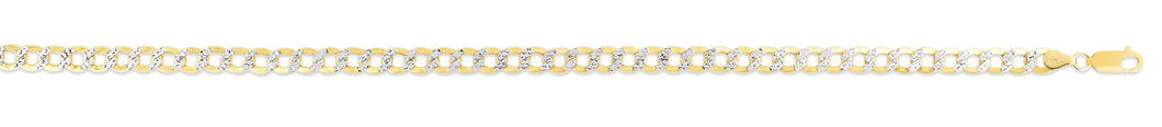 14K Gold 5.5mm Lite White Pave Curb Chain