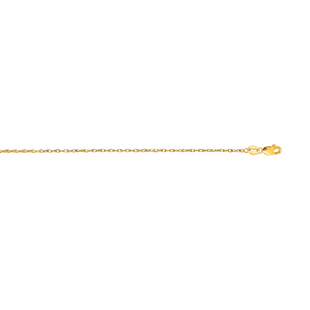 14K Gold .85mm Machine Rope Chain (Carded)