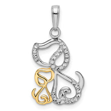 Load image into Gallery viewer, 14k and White Rhodium Diamond-cut Dog and Puppy Pendant
