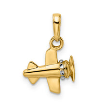 Load image into Gallery viewer, 14k w/ White Rhodium 3D Diamond-cut Airplane Pendant
