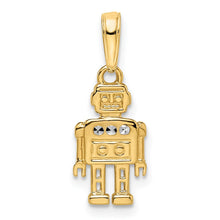 Load image into Gallery viewer, 14k w/ White Rhodium Diamond-cut Robot Pendant
