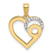 Load image into Gallery viewer, 14k and White Rhodium Diamond-cut Swirls Heart Pendant
