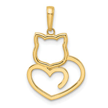 Load image into Gallery viewer, 14k and White Rhodium Diamond-cut Cat Heart Pendant
