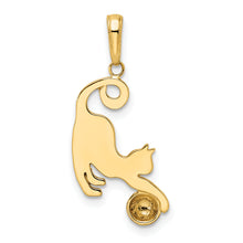 Load image into Gallery viewer, 14k and White Rhodium Diamond-cut Cat and Ball Pendant
