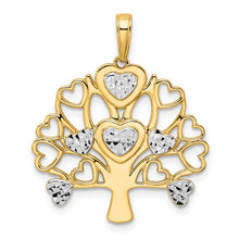 Load image into Gallery viewer, 14k and White Rhodium Diamond-cut Heart Tree of Life Pendant
