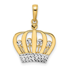 Load image into Gallery viewer, 14k and White Rhodium Diamond-cut Crown Pendant
