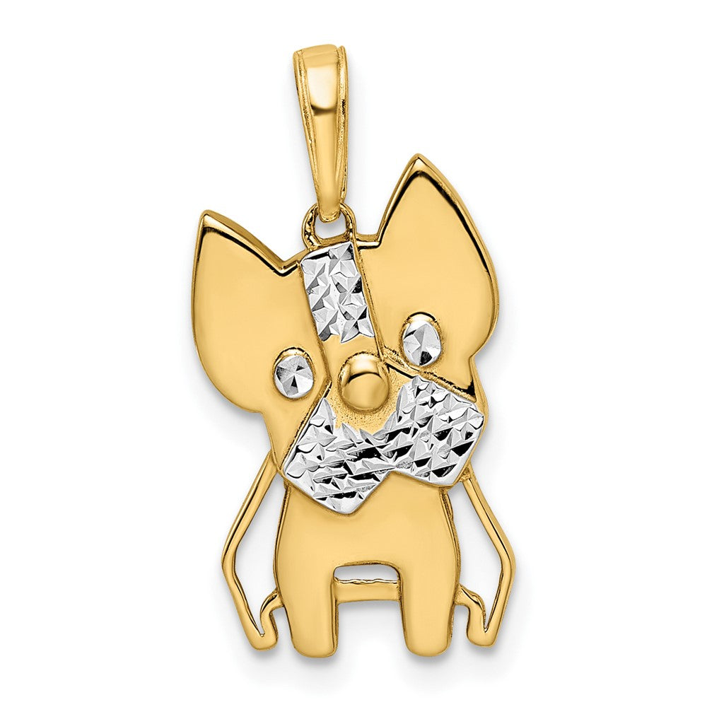 14k and White Rhodium Diamond-cut Scottie Dog Pendant