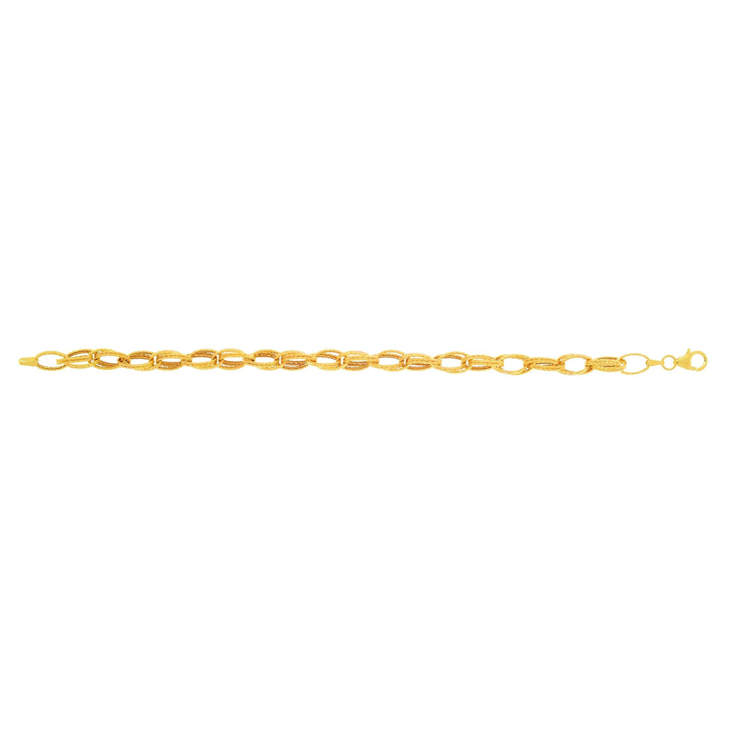14K Gold Diamond Cut Multi Row Link Chain