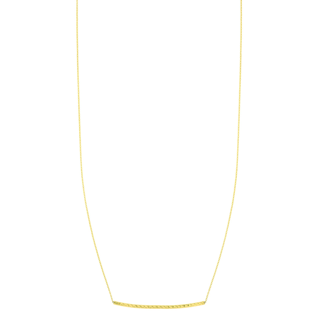 14K Gold Diamond Cut Thin Bar Necklace