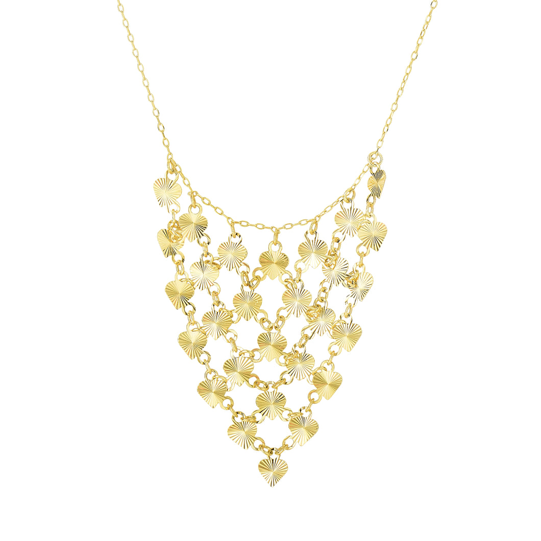 14K Gold Diamond Cut Bib Necklace