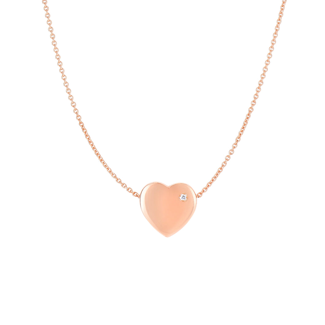 14K Gold .01ct Diamond Polished Heart Necklace