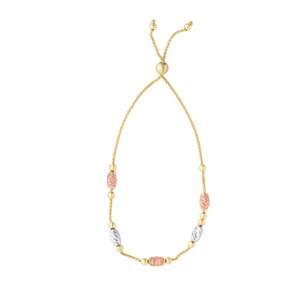 14K Gold Stationed Oval Beads Friendship Bracelet