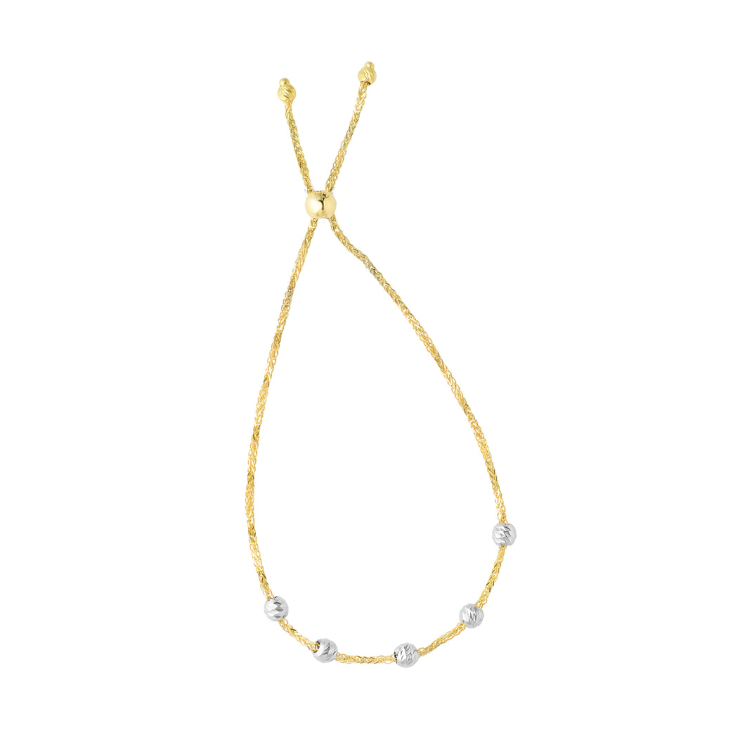 14K Gold Stationed Beads Friendship Bracelet