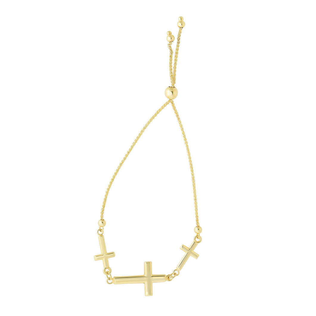 14K Gold Crosses Friendship Bracelet