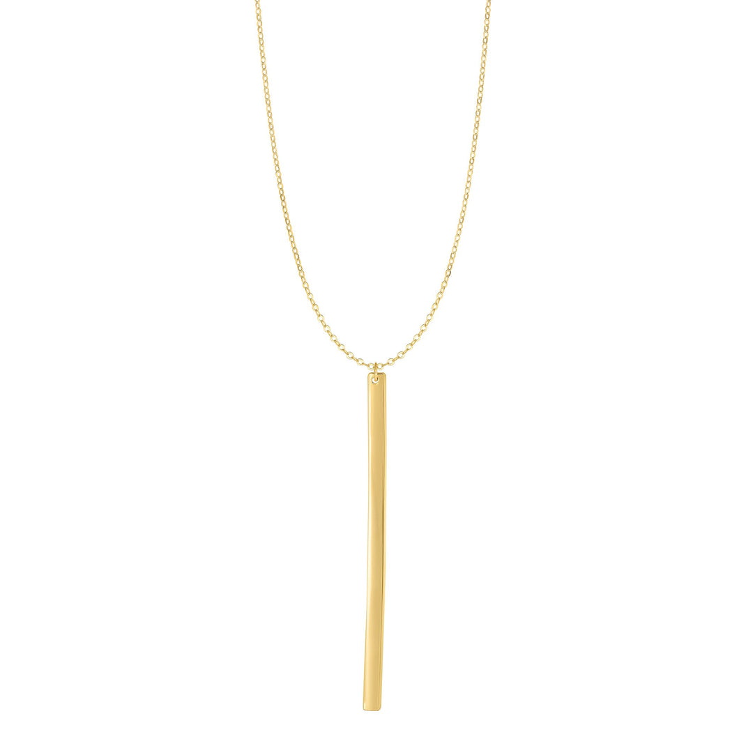 14K Gold Polished Bar Lariat Necklace