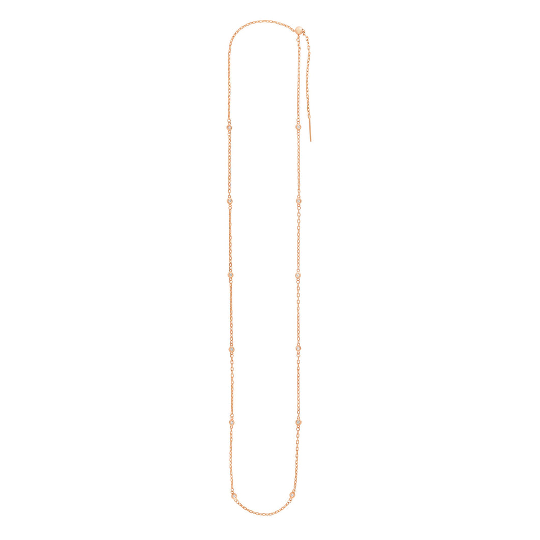 14K Gold 3mm Endless Adjustable .24ct Diamond Cable Chain