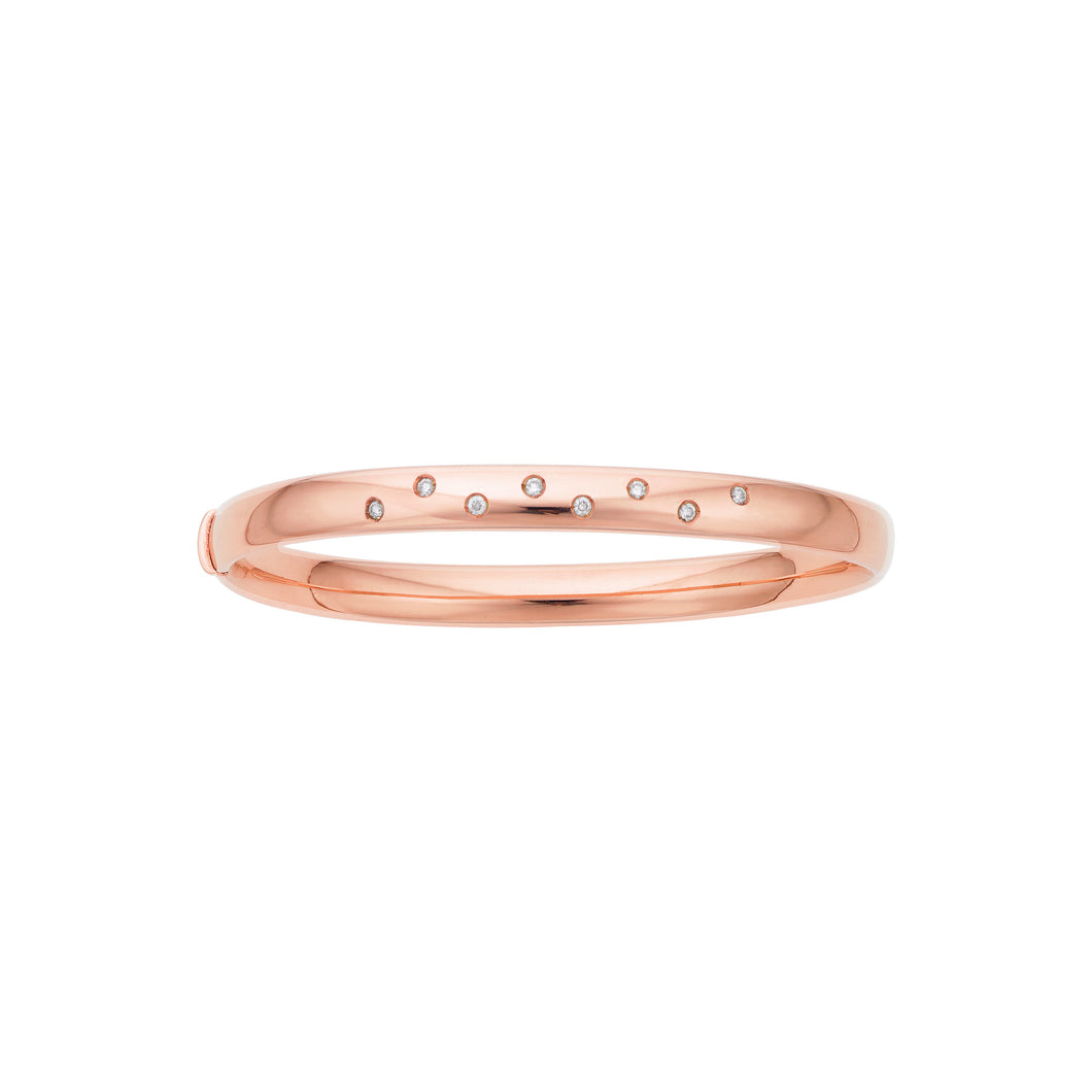 14K Gold Polished Diamond Scatter Bangle