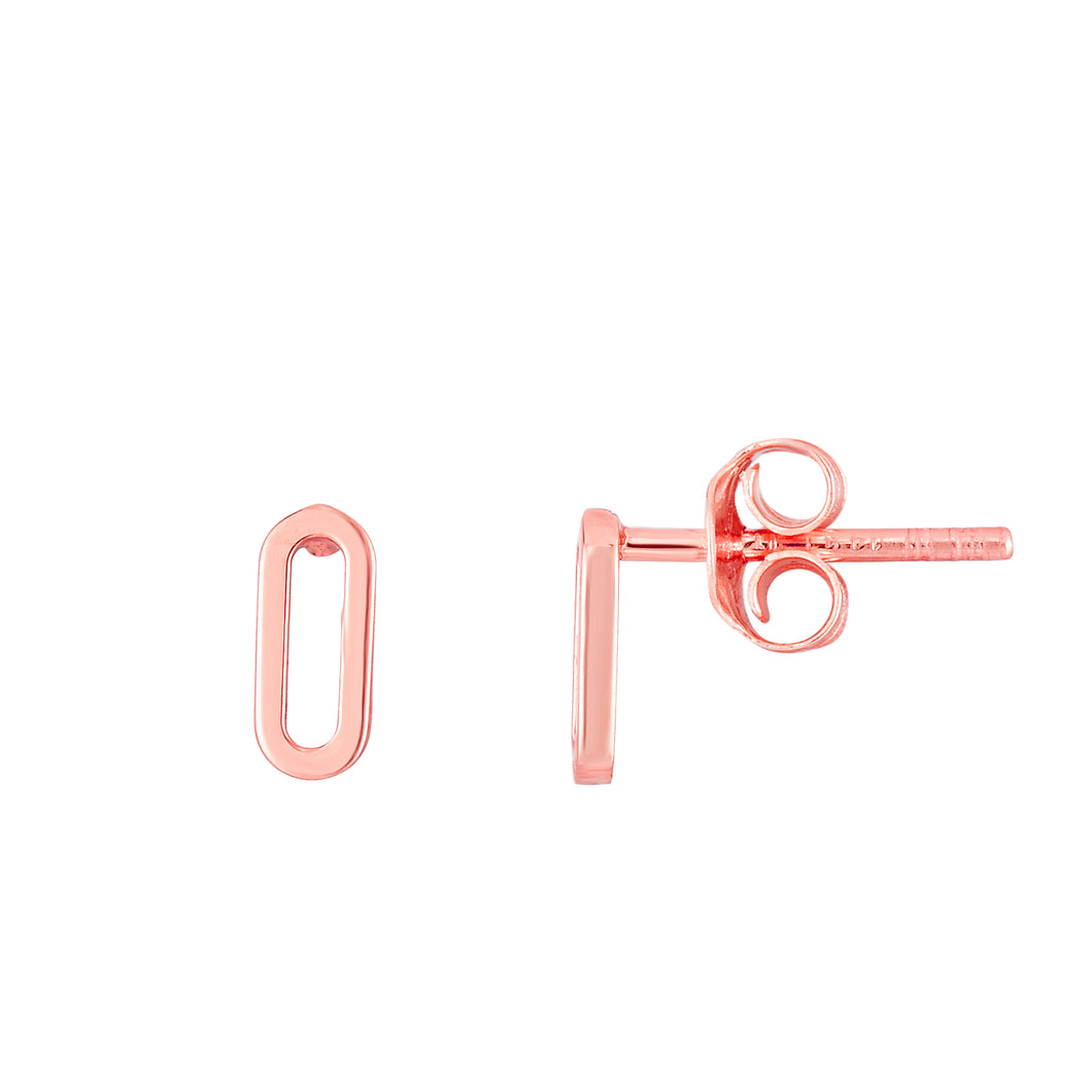 14K Rose Gold Mini Paperclip Studs