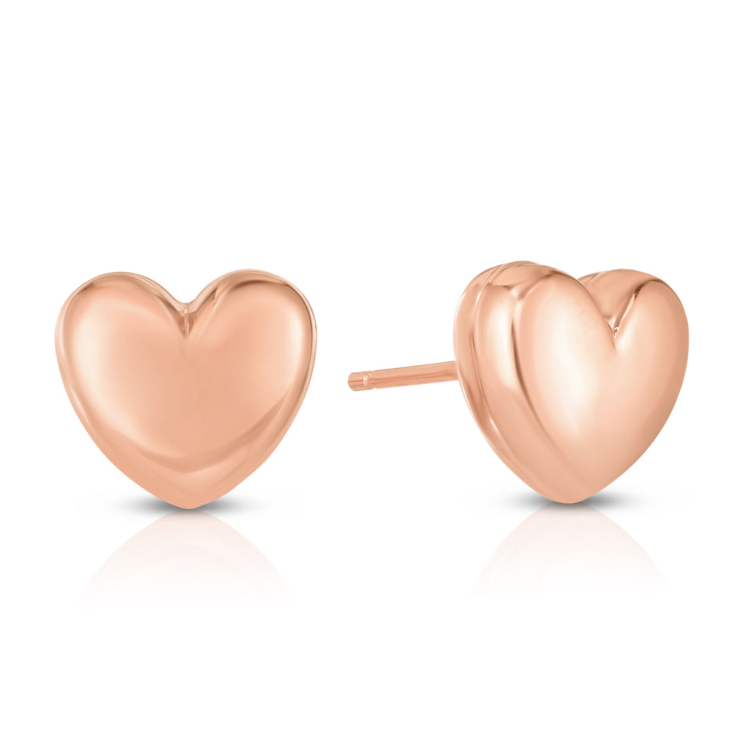 14K Gold Large Polished Heart Post Earring