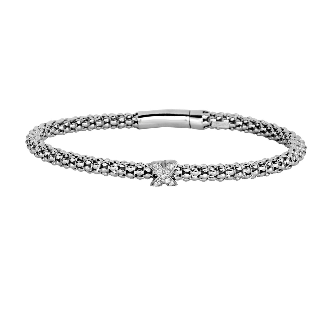 Sterling Silver .09ct. Dia Popcorn Bangle