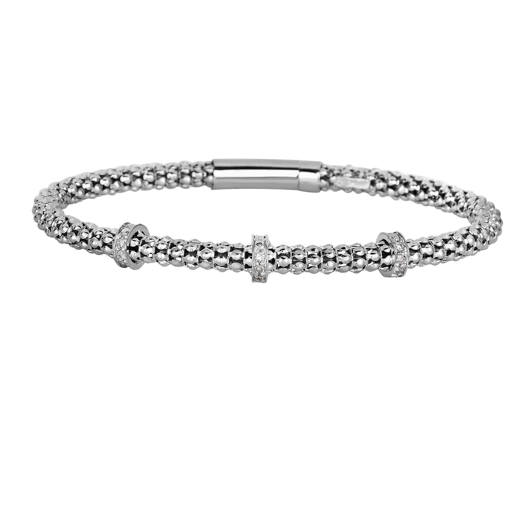 Sterling Silver .135ct. Dia Popcorn Bangle