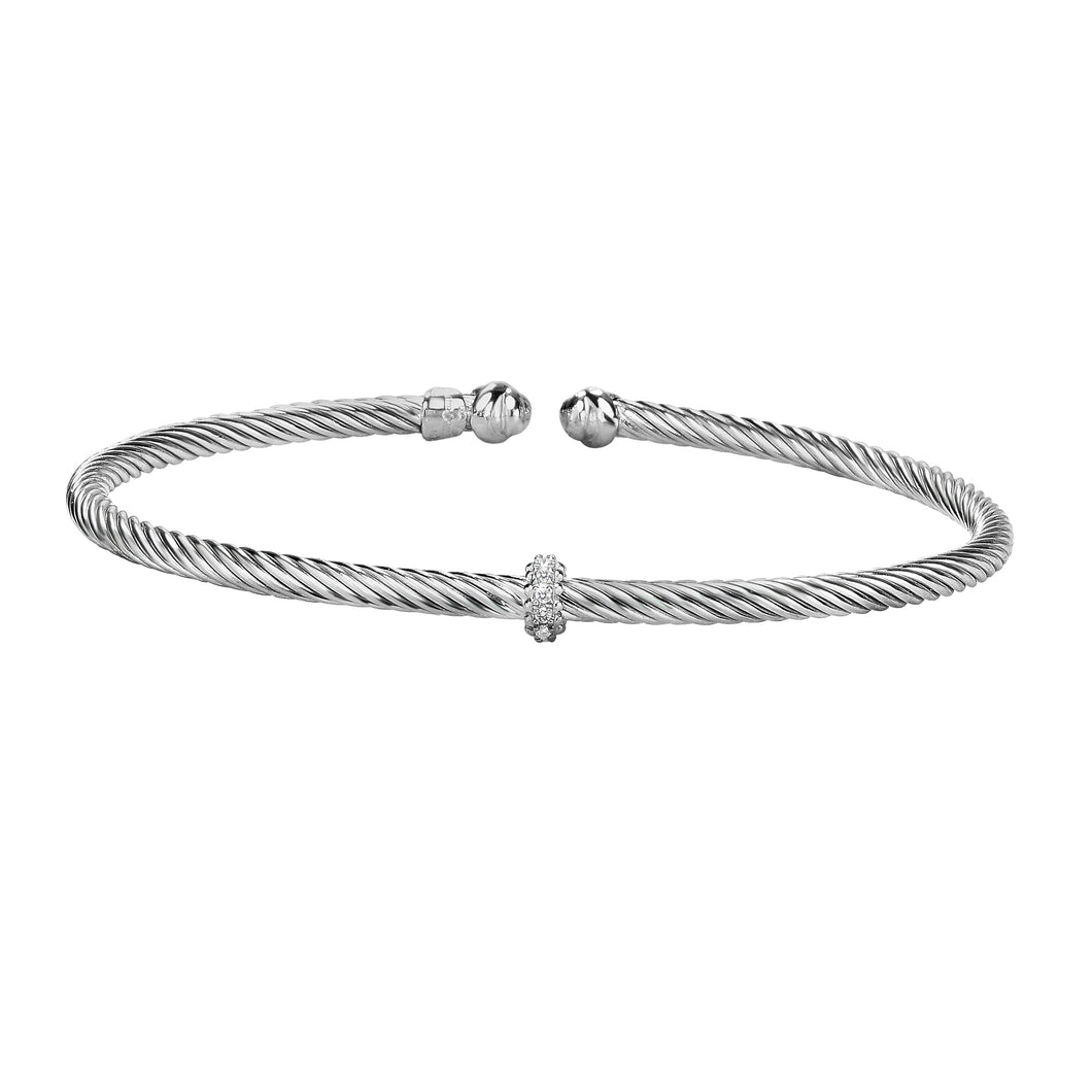 Sterling Silver Italian Cable Stackable Single Station Bangle