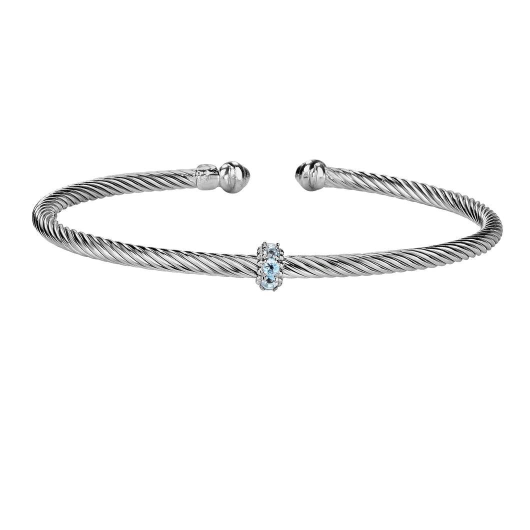 Sterling Silver Italian Cable Stackable Single Station Bangle