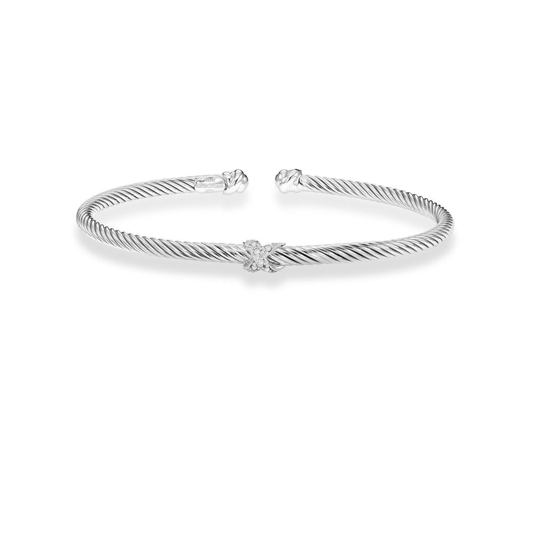 Sterling Silver Italian Cable Diamond X