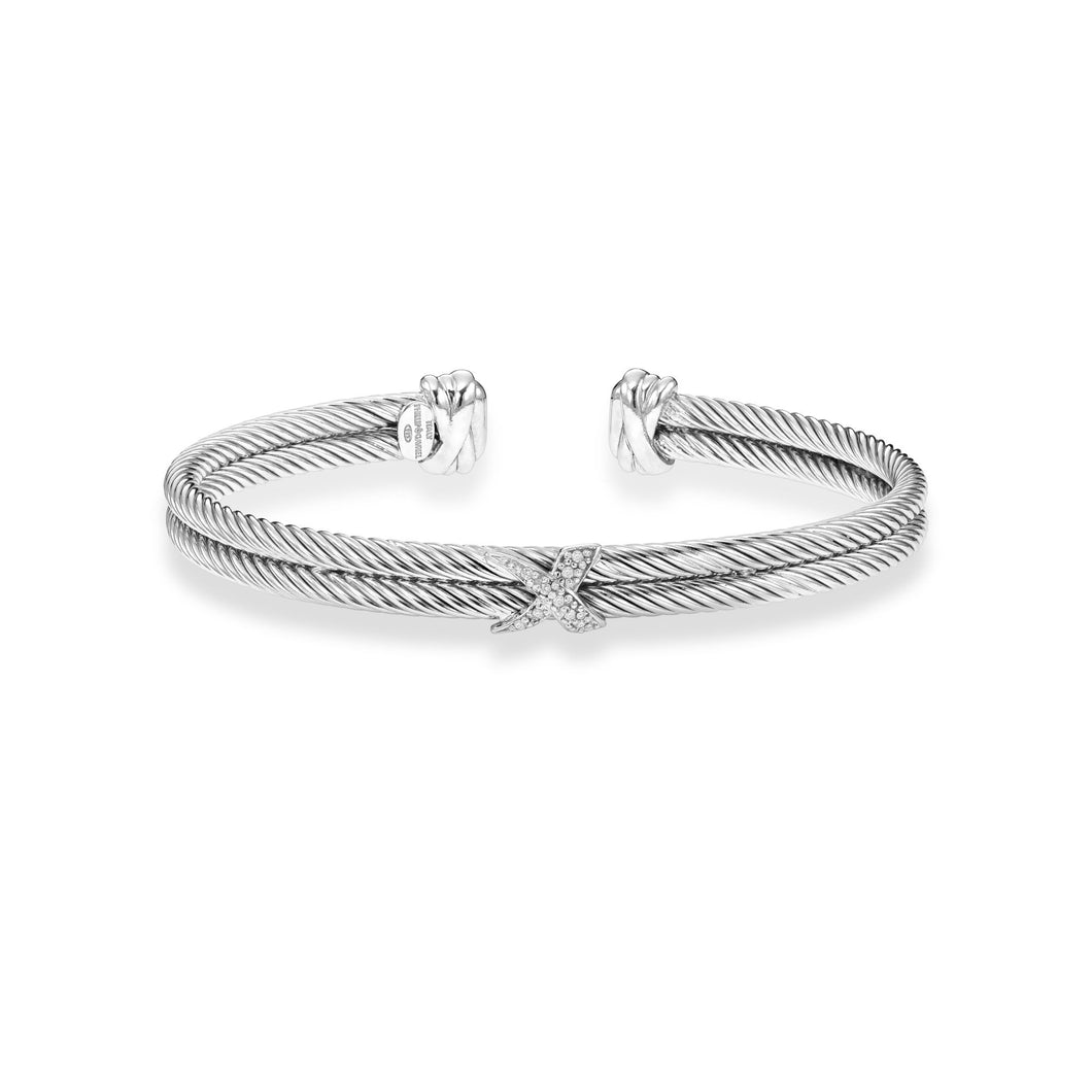 Sterling Silver .04ct. Dia Italian Cable Bangle