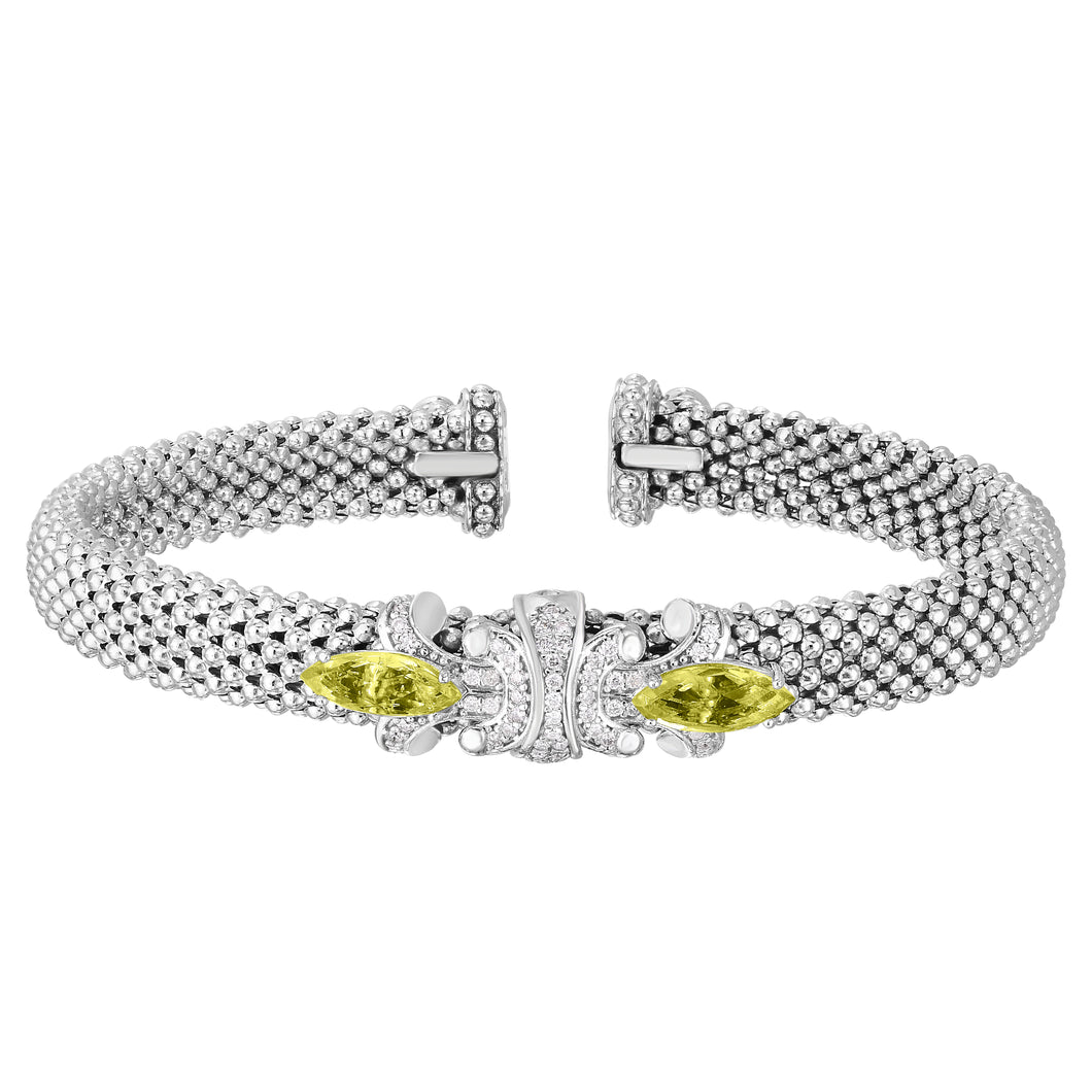 Yellow Quartz & Dia Popcorn Fleur Renaissance Bangle