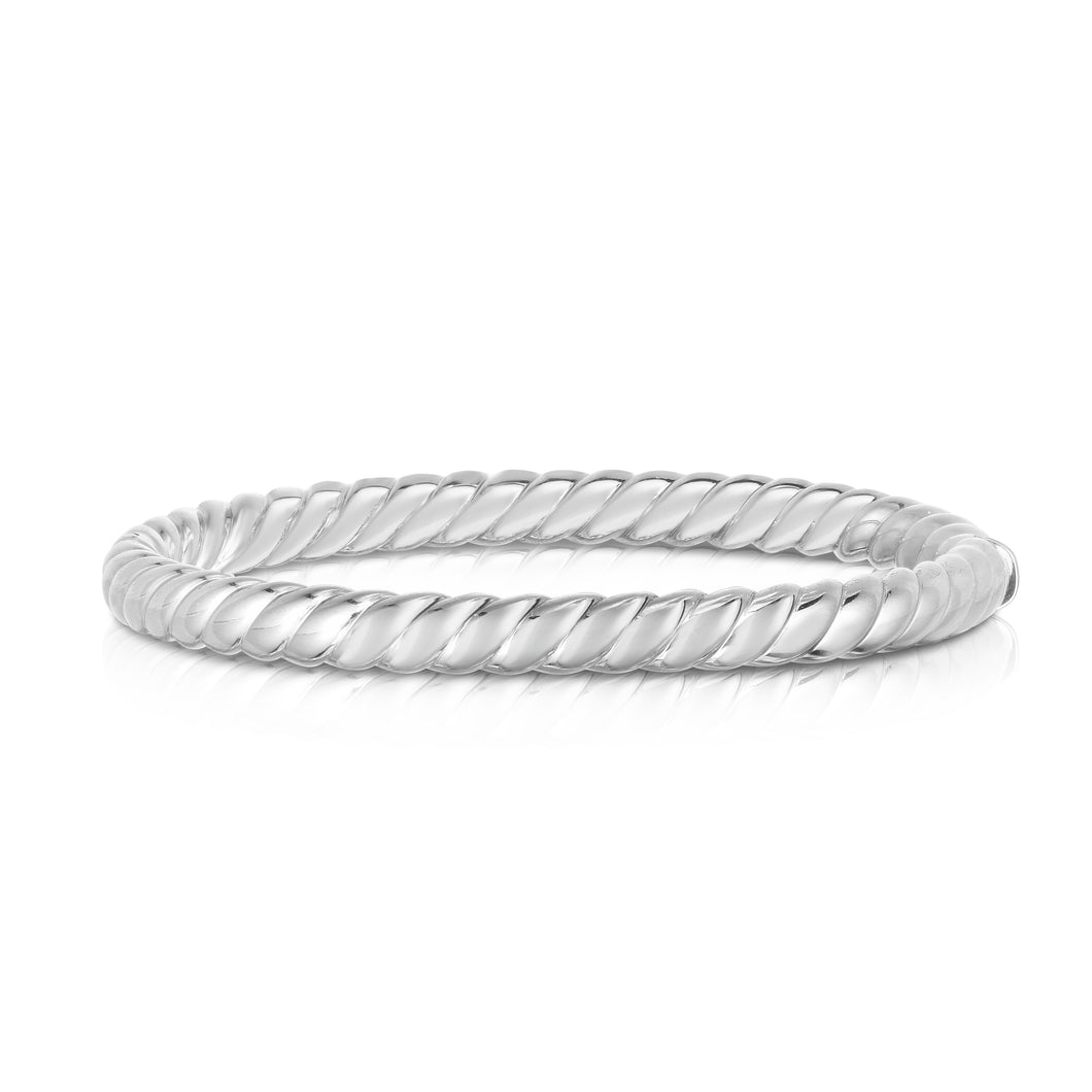 Sterling Silver Sculpted Twist 6mm Bangle