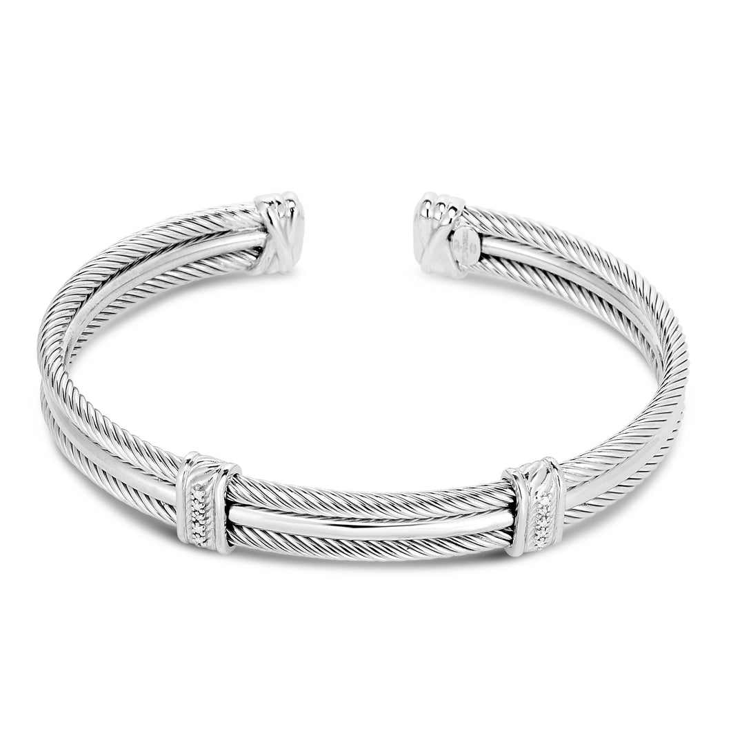 Sterling Silver Triple Strand Cable Men's Cuff