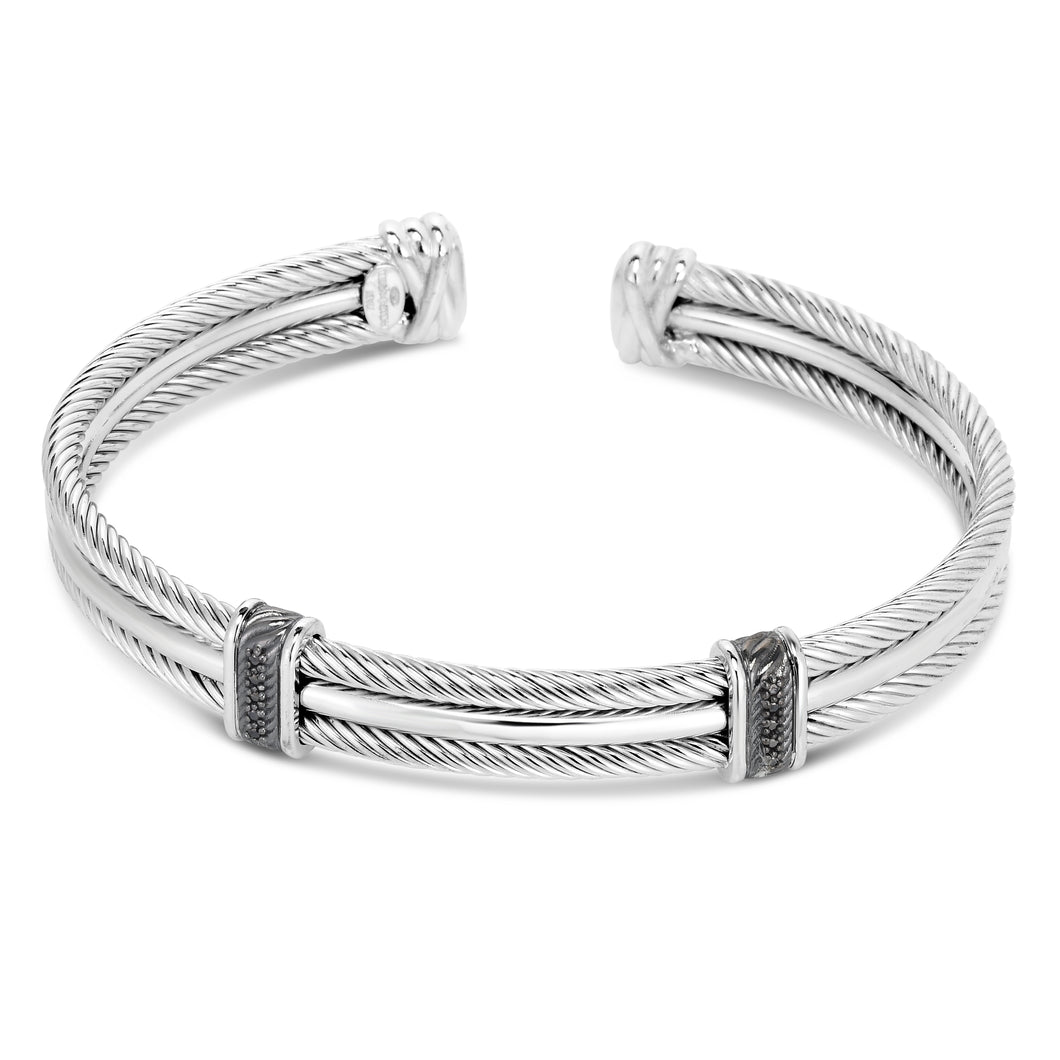 Sterling Silver Triple Strand Cable Men's Cuff