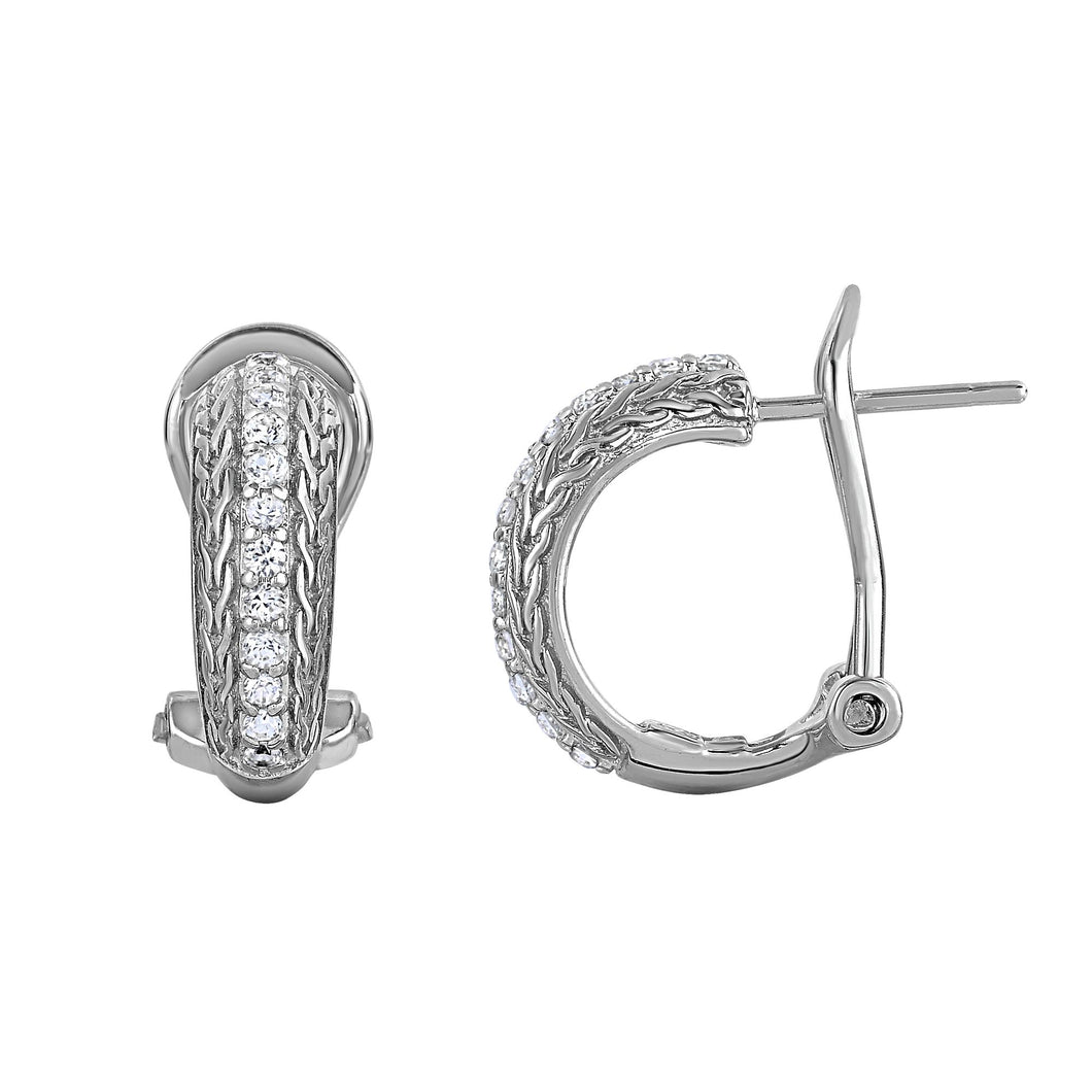 Sterling Silver Woven Half Hoop Earrings