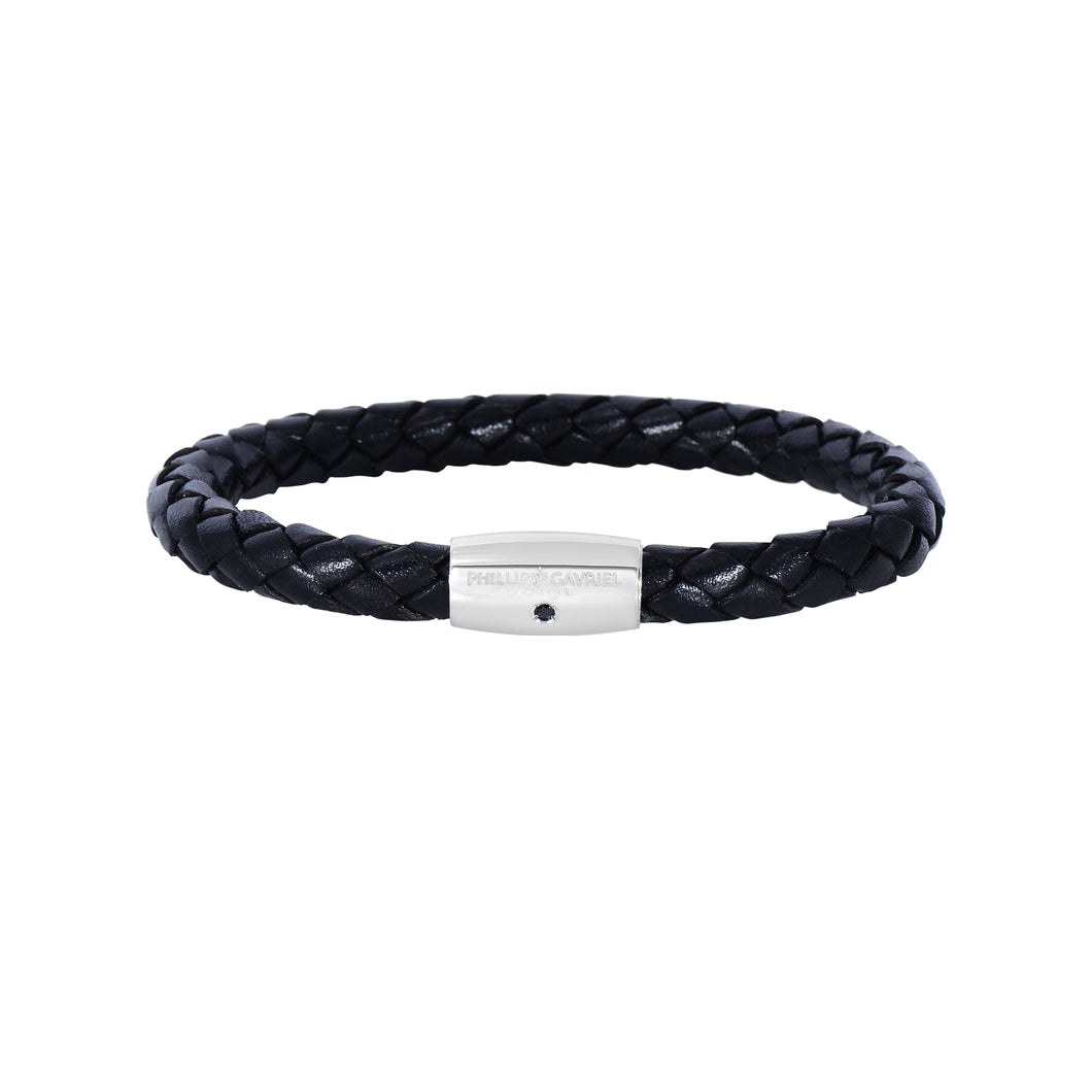 Sterling Silver Men's Leather Bracelet
