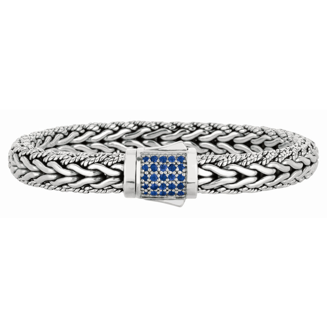 Sterling Silver Signature Woven Large Sapphire Bracelet
