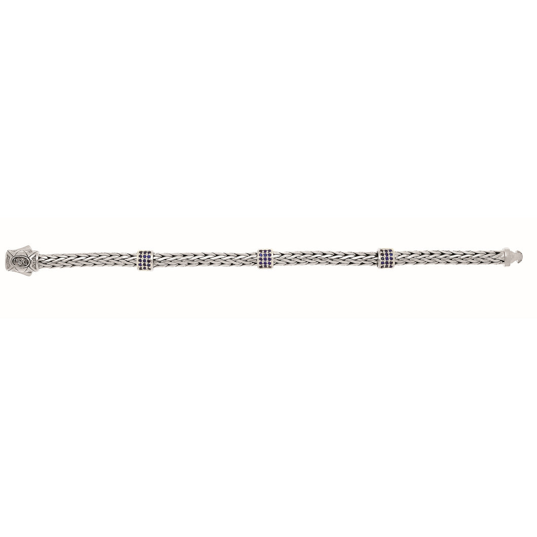 Sterling Silver Sapphire Woven Bracelet