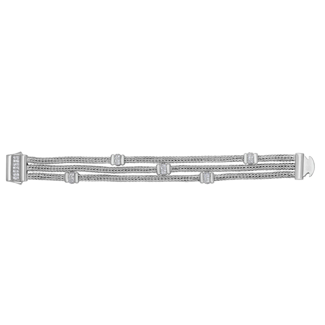 Sterling Silver Sapphire Woven Bracelet