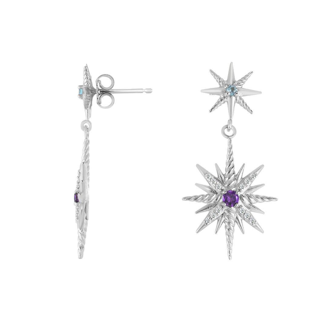 Constellation Cable Drop Gemstone & Diamond Earrings