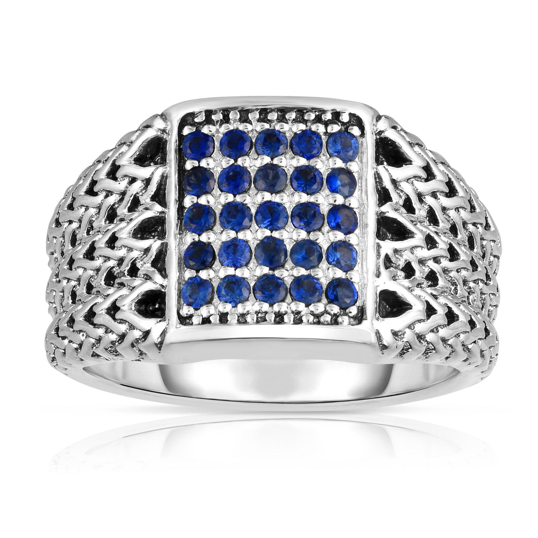 Sterling Silver Sapphire Woven Ring