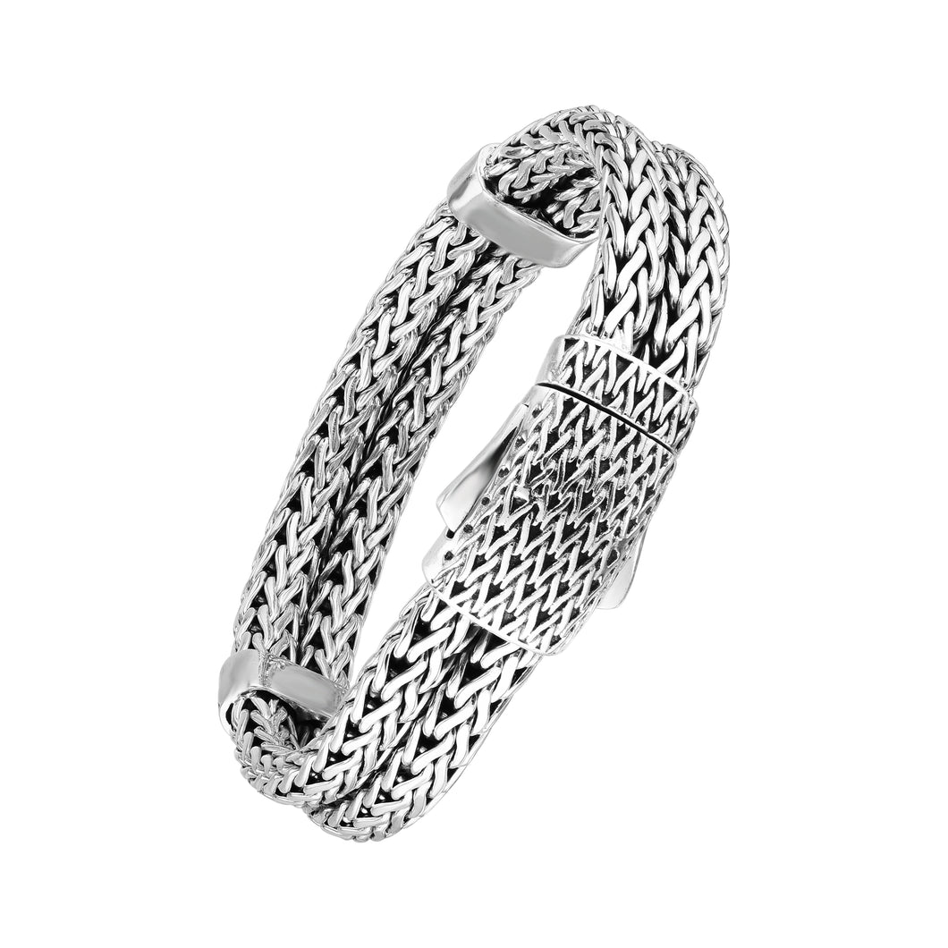 Silver Men's Double Woven Bracelet