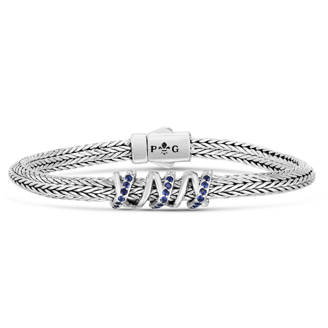 Blue Sapphire Triad Woven Bangle