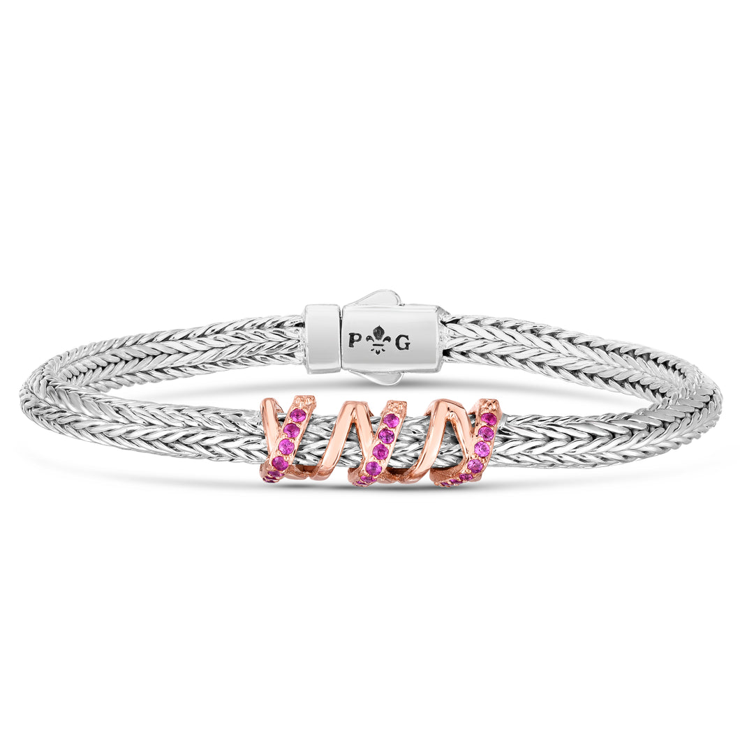 Pink Sapphire Triad Woven Bangle