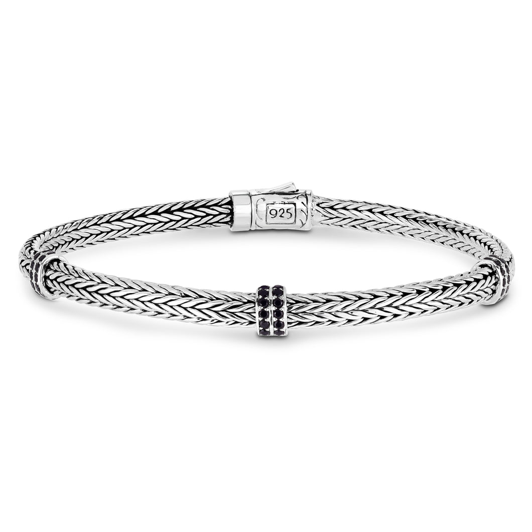 Black Sapphire Mini Woven Bracelet