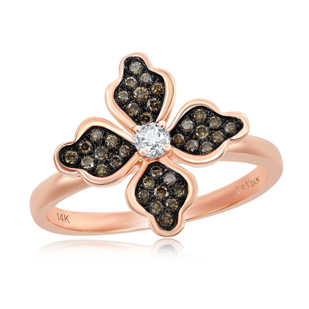 Le Vian Chocolatier� Ring featuring 1/15 cts. Vanilla Diamonds�, 1/5 cts. Chocolate Diamonds� set in 14K Strawberry Gold�