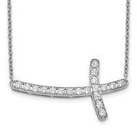 14K White Gold Lab Grown Diamond SI1/SI2, G H I, Sideways Cross 18in Neckl