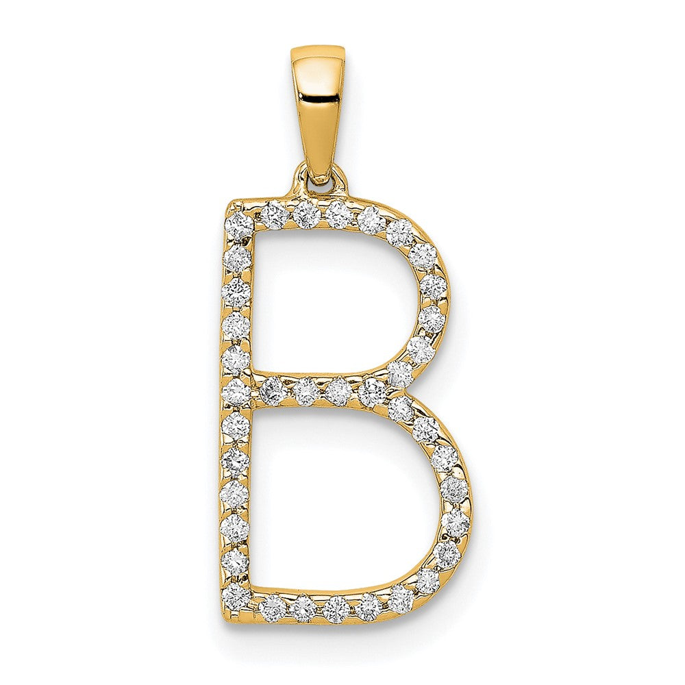 14K Diamond Letter B Initial Pendant